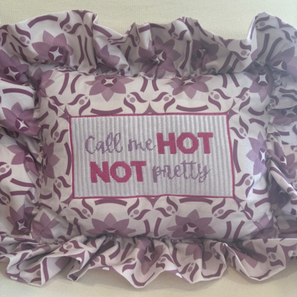 Call Me Hot Not Pretty Decorative Needlepoint Pillow
